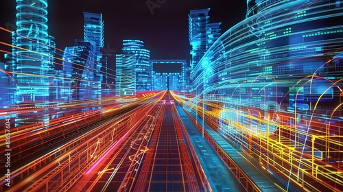 Create a realistic 3D rendering of a futuristic city