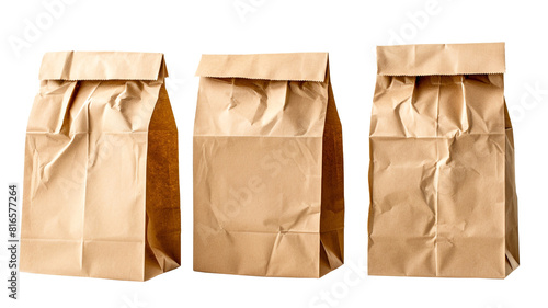 Set of paper bags isolated on white background