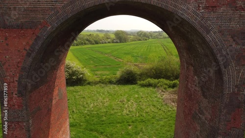 An aerial view of the Ledbury Viaduct bridge in England during daylight photo