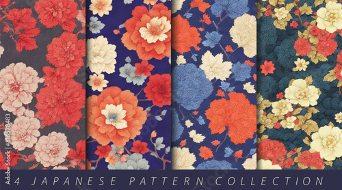 Japan traditional japanese oriental seamless fabric print pattern texture design.abstract chinese retro vintage ornament decoration kimono paper art textile background wallpaper vector illustration.