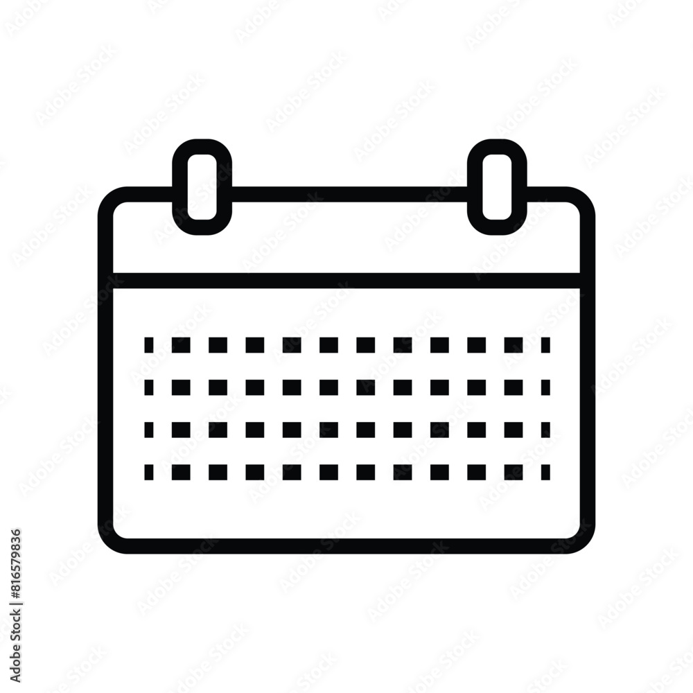 Flat style calendar icon, linear and black style calendar signs with white background. Flat style calendar icon, linear and black style calendar signs with white background.