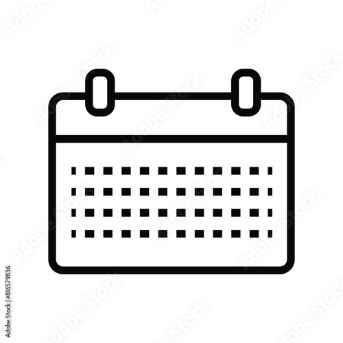 Flat style calendar icon, linear and black style calendar signs with white background.