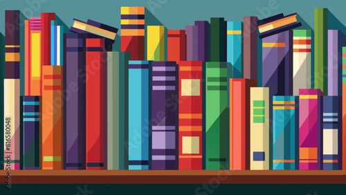 Colorful Bookshelf Full of Diverse Books Vector Illustration. Book Lovers Day