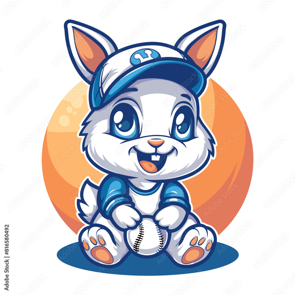 Adorable Rabbit Logo for Baseball Teams: Cute Mascot Design for Sports Enthusiasts Adorable Rabbit Logo for Baseball Teams: Cute Mascot Design for Sports Enthusiasts