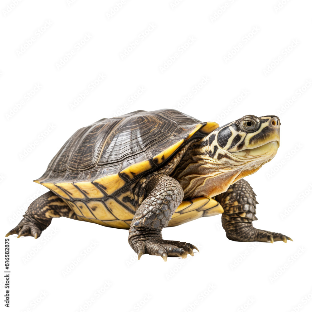 Close-Up of Terrapin on Isolated Background. Close-Up of Terrapin on Isolated Background.