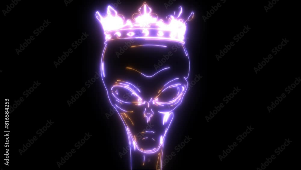 neon animation of Alien head. neon animation of Alien head.