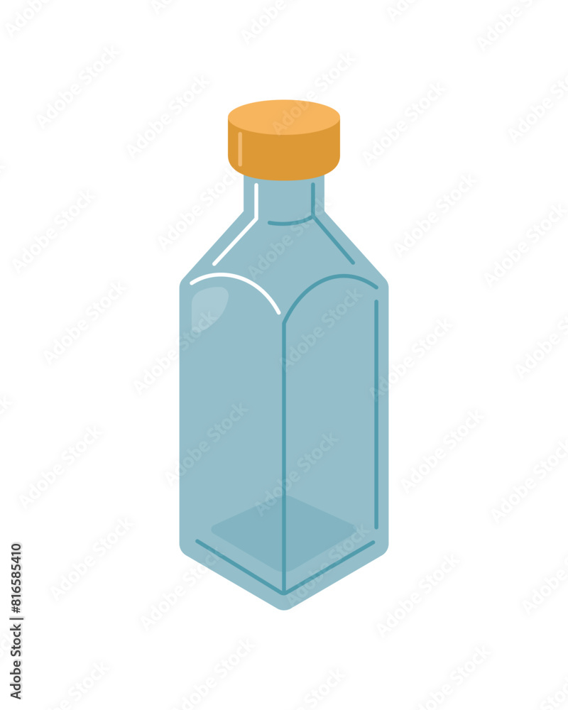 An empty glass bottle for storing various types of liquids.