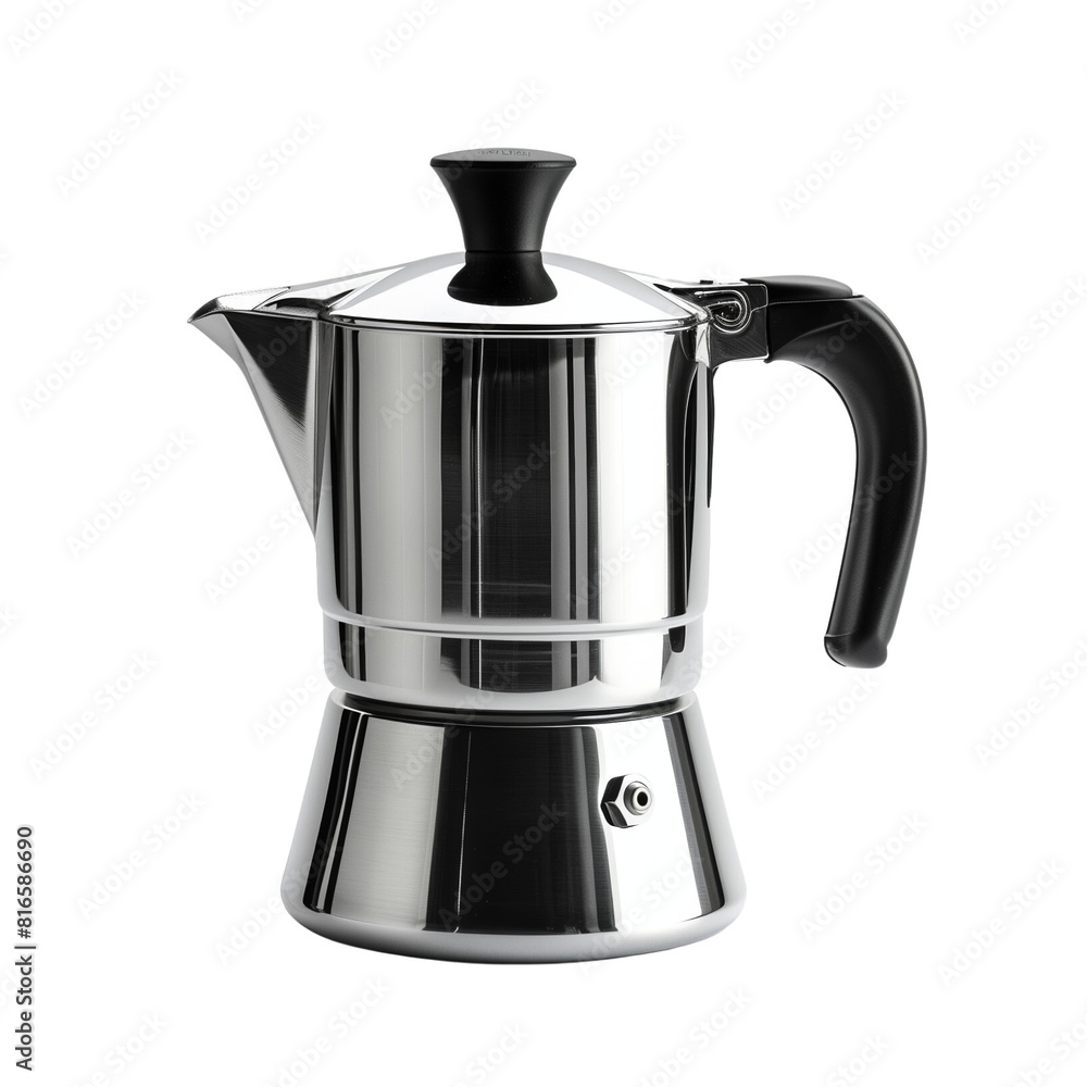 stovetop moka pot coffee maker isolated on transparent background