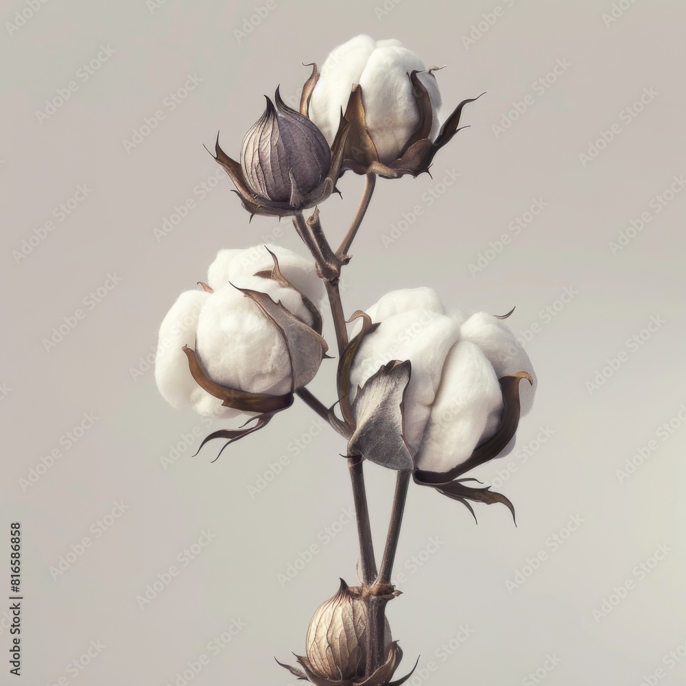 Obraz premium A close up of a cotton flower with a white background