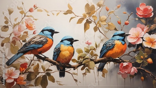 bird on a branch of a tree Generated Ai 