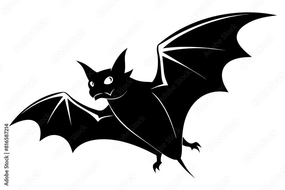 Bat, side view, silhouette black color Bat, side view, silhouette black color