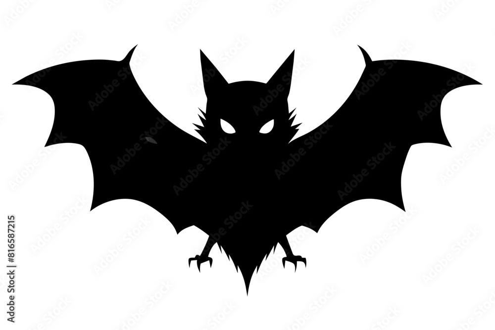 Bat, side view, silhouette black color Bat, side view, silhouette black color