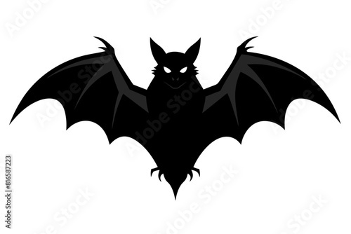 Bat, side view, silhouette black color