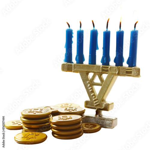 Hanukkah Gelt Coins Isolated without Background for Festive Celebrations photo