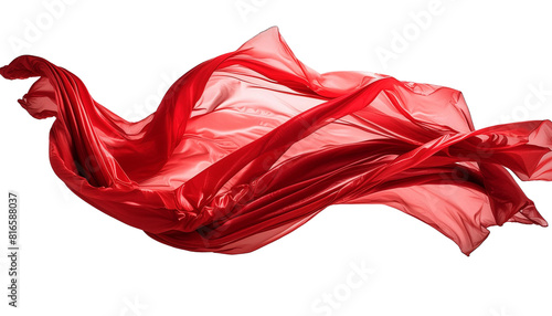 Rote Plastikfolie  flattert in der Luft. photo