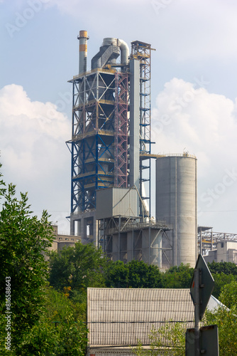 industrial landscape overlooking a cement plant
