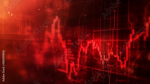 Background of an abstract digital chart, red stock market graph, bankruptcies, losses, and recessions in the financial sector, as well as economic crashes and crises © Musamir