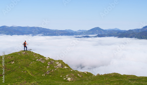 Sea of clouds in Euskadi. Sea of clouds over Goierri from mount Ausa gaztelu  Gipuzkoa  Euskadi