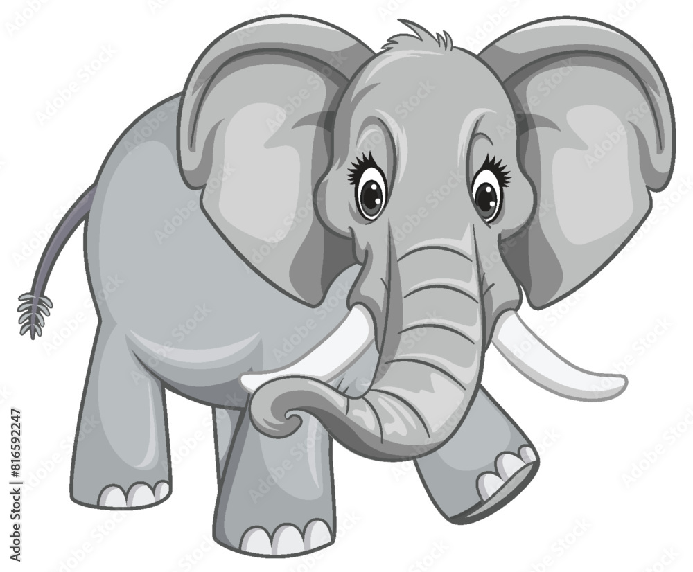 Fototapeta premium Vector illustration of a playful young elephant