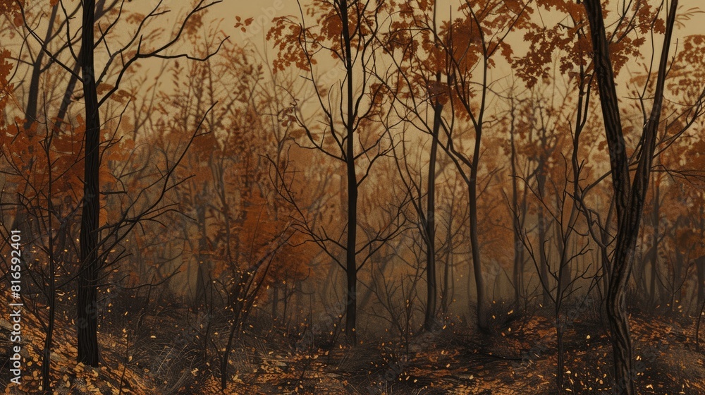 Background of barren trees and leaves representing dry conditions Background of barren trees and leaves representing dry conditions