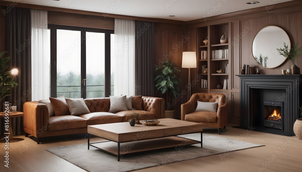 luxurious wooden living room. minimalist interior design of modern living room. luxurious wooden living room. minimalist interior design of modern living room.