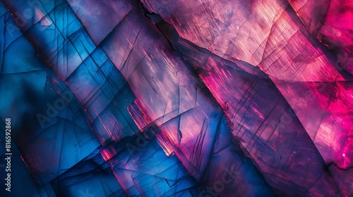 macro image of a flashing labradorite texture in pink, blue, and purple photo