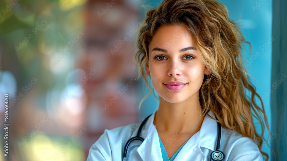 Confident smiling pretty doctor with stethoscope