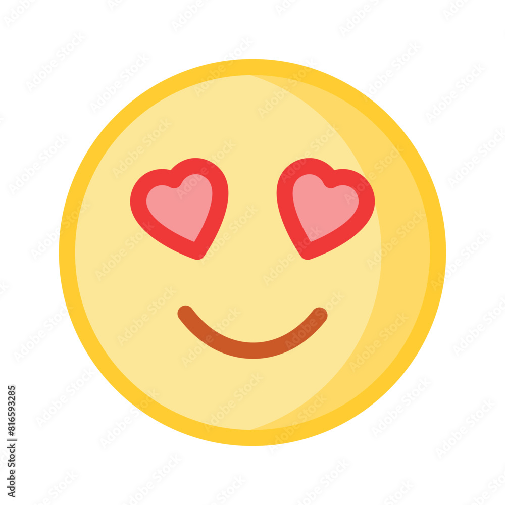 Happy face with heart symbols on eyes, concept icon of in love emoji Happy face with heart symbols on eyes, concept icon of in love emoji