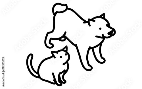 賃貸：ペット可の物件（犬猫）、アイソメトリックイラスト