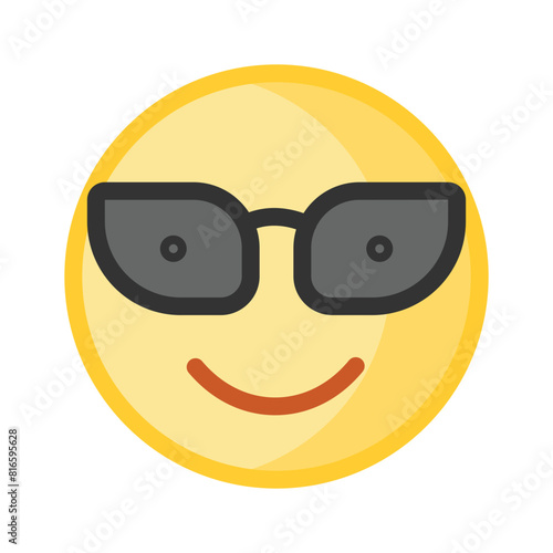 Glasses on emoji face showing concept icon of cool emoji, proud emoji