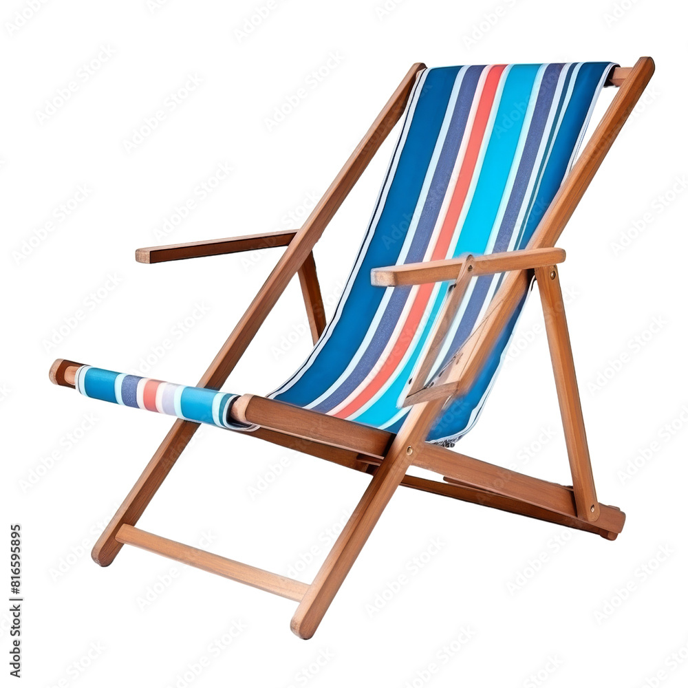 Classic Wooden Deck Chair Isolated Without Background Classic Wooden Deck Chair Isolated Without Background