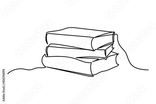 logo vector design continuous line stack of books