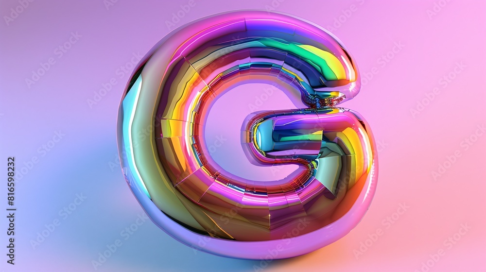 A vibrant, futuristic G-shaped hologram with a reflective rainbow sheen and glossy metallic appearance, perfect for retro y2k designs. A vibrant, futuristic G-shaped hologram with a reflective rainbow sheen and glossy metallic appearance, perfect for retro y2k designs.