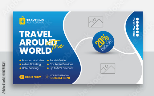 Travel youtube thumbnail web banner design| Travel tour youtube thumbnail design hotel tourism marketing service video thumbnail