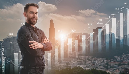 business man Analyzing Urban Economic Growth and Market Trends