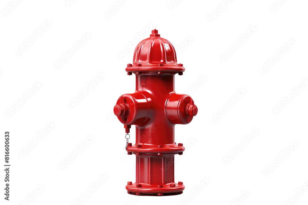 Fototapeta premium Red fire hydrant icon, glossy emergency water valve clipart, municipal safety equipment symbol for signage and UI design isolated on Transparent Background