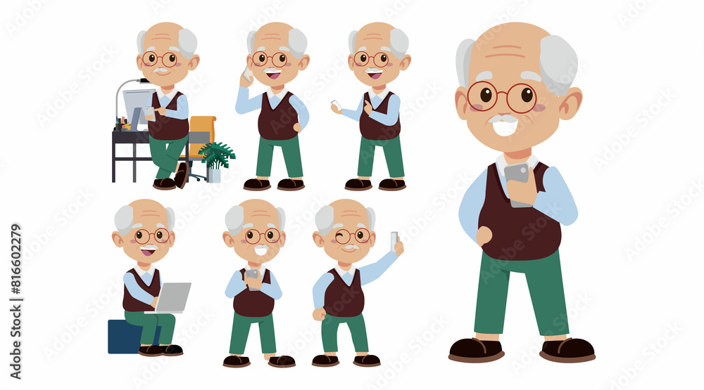 Old people using smartphones