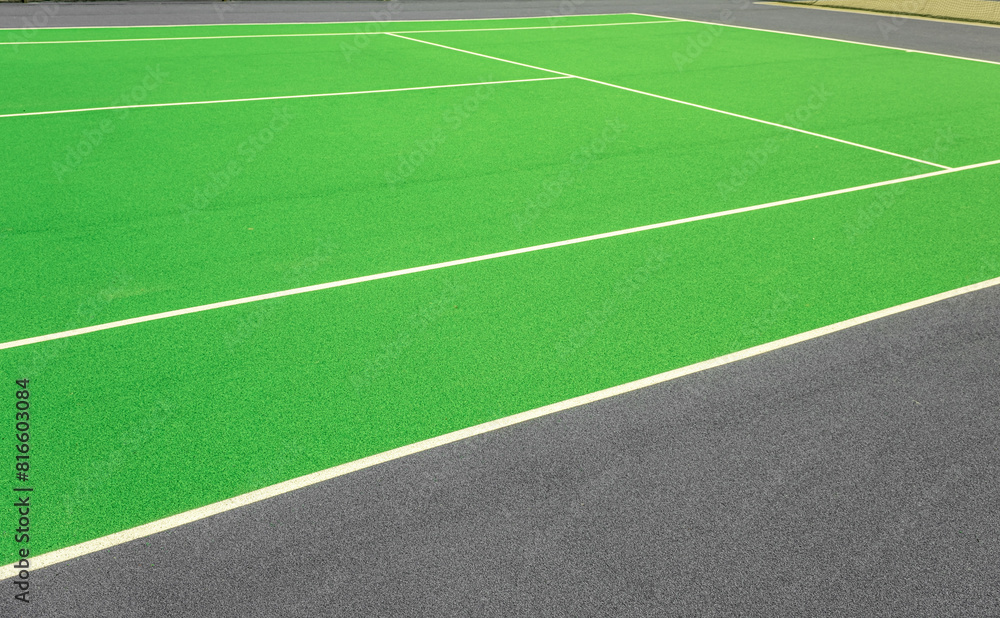 Part of the synthetic grass tennis court with markup Part of the synthetic grass tennis court with markup