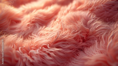Detailed image showing the intricate fibers and fluffy texture of a pink soft fabric, giving a sense of warmth and comfort © Maftuh