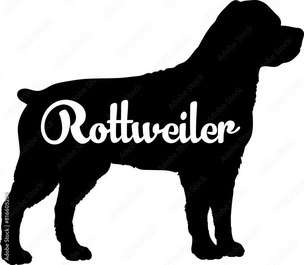 Rottweiler. Dog silhouette dog breeds logo dog monogram vector Rottweiler. Dog silhouette dog breeds logo dog monogram vector