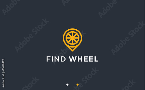 wheel location logo design vector silhouette illustration