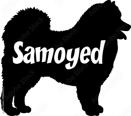 Samoyed Dog silhouette dog breeds logo dog monogram vector