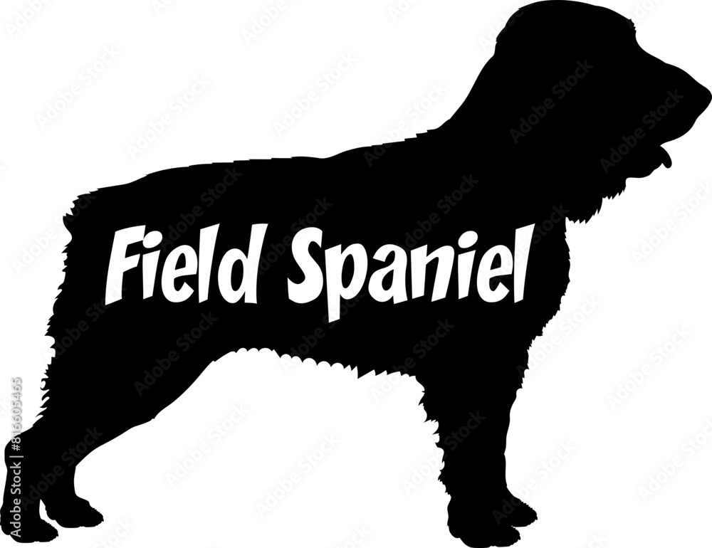 Field Spaniel. Dog silhouette dog breeds logo dog monogram vector Field Spaniel. Dog silhouette dog breeds logo dog monogram vector