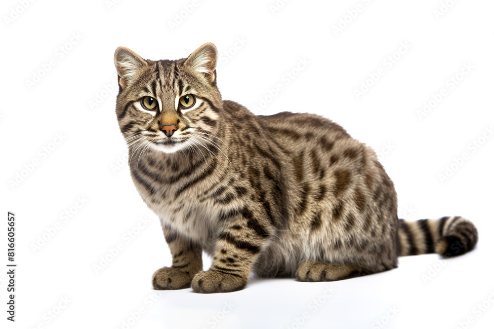 Fishing Cat Prionailurus viverrinus on white background, Pet, Wild Animals. Fishing Cat Prionailurus viverrinus on white background, Pet, Wild Animals.
