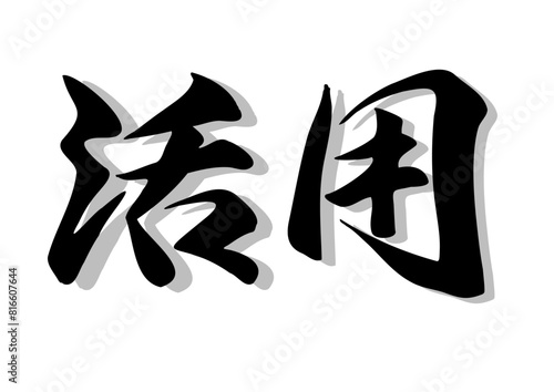 筆文字，活用，行書，毛筆，墨，影，