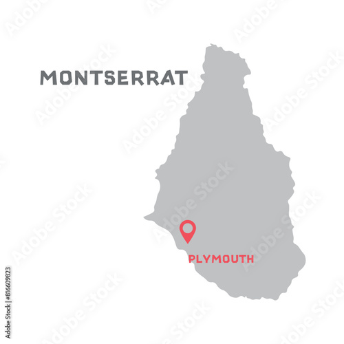 Montserrat vector map illustration, country map silhouette with mark the capital city of Montserrat inside. vector illustration. All countries can be found in my portfolio