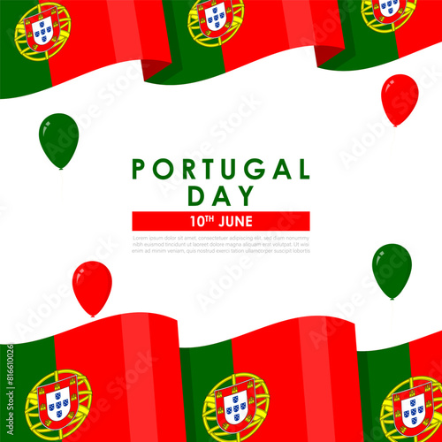 Vector illustration of Portugal Day social media feed template