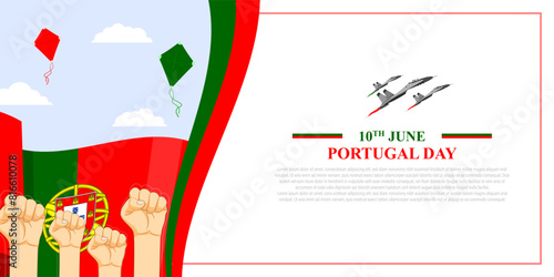 Vector illustration of Portugal Day social media feed template