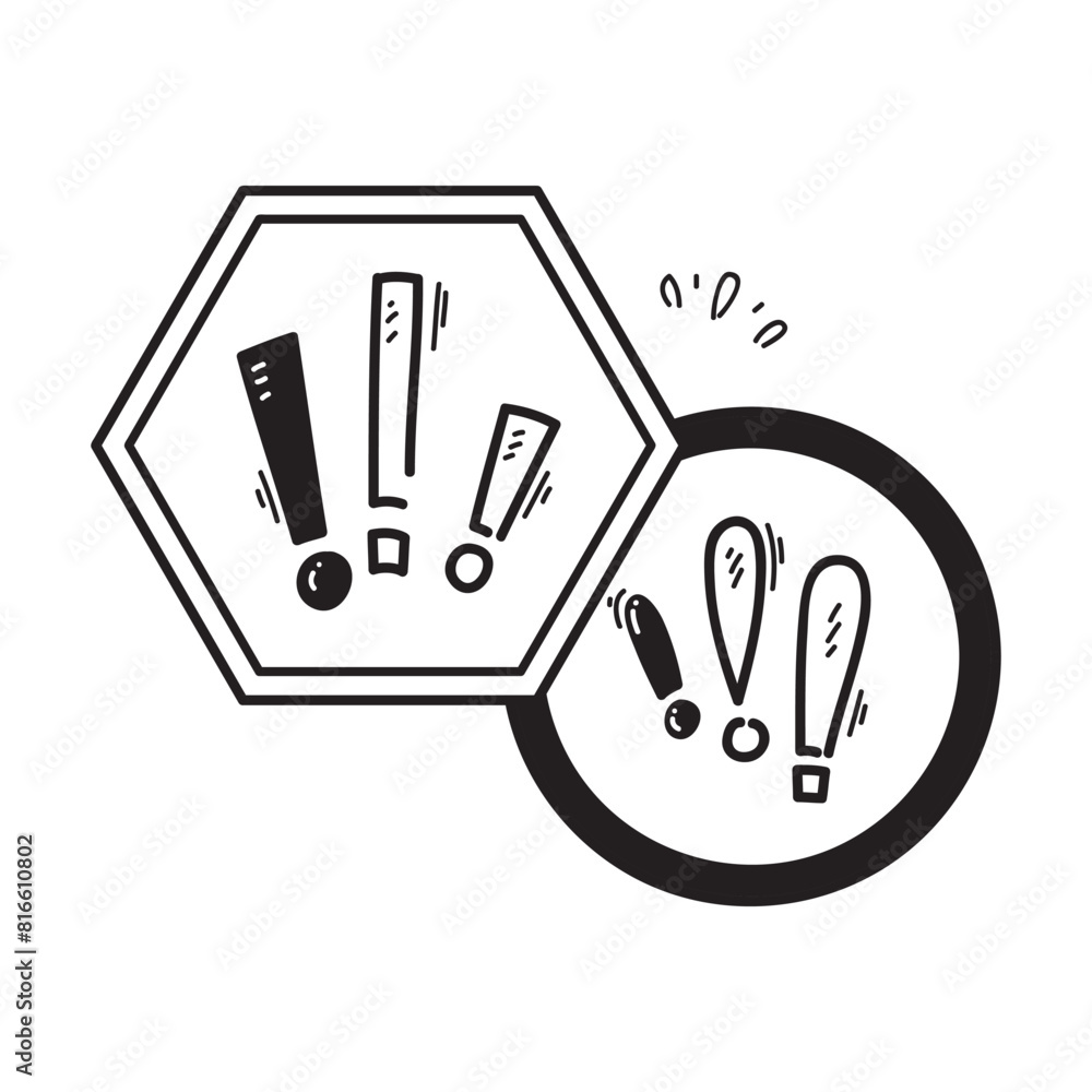 hand drawn doodle call and symbol for warning icon hand drawn doodle call and symbol for warning icon