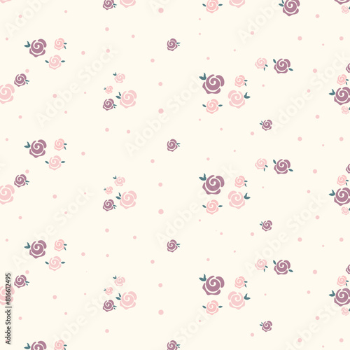 Cute kawaii rose flower pastel pattern background